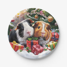 Plato De Papel Navidades de cerdos de Guinea