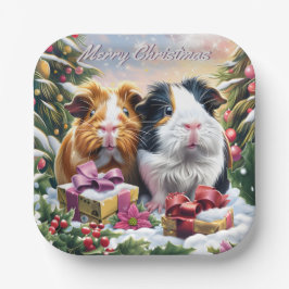 Plato De Papel Navidades de cerdos de Guinea