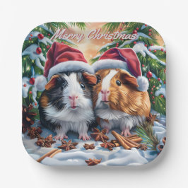Plato De Papel Navidades de cerdos de Santa Guinea