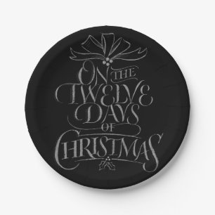 Plato De Papel Navidades de Chalkboard caligrafía Lettering Chalk