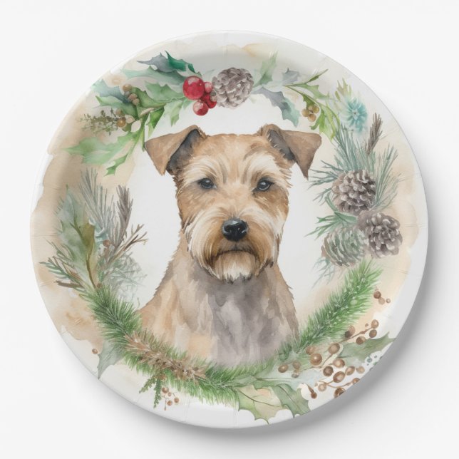 Plato De Papel Navidades de Chesapeake Bay Terrier Wreath Festime (Anverso)