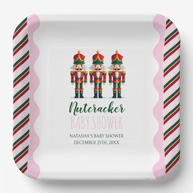 Plato De Papel Navidades de Chicas rosados desnudos Baby Shower (Anverso)