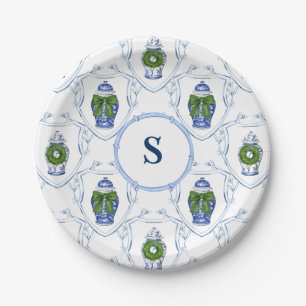 Plato De Papel Navidades de Chinoiserie Ginger Jars Monogramed