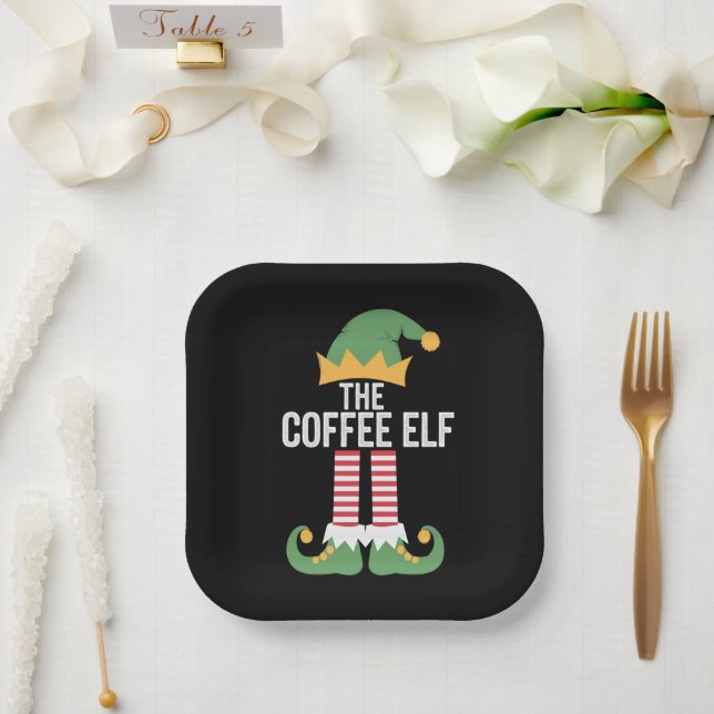 Plato De Papel Navidades de Coffee Elf Family Mating Group (Boda)