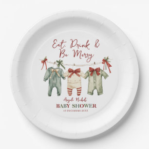 Plato De Papel Navidades de color de agua dulce Holiday Baby Show