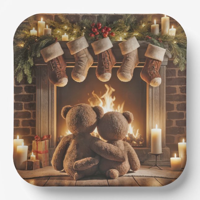 Plato De Papel Navidades de contrabando Teddy Bears (Anverso)
