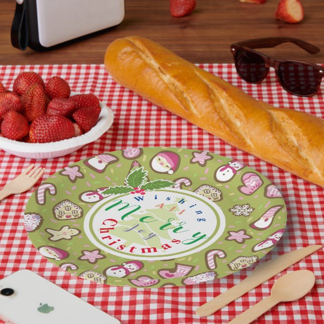Plato De Papel Navidades de cookies Green (Picnic)