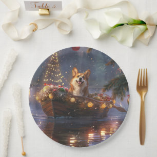 Plato De Papel Navidades de Corgi Voyage festivo