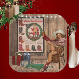 Plato De Papel Navidades de Cowboy Boot