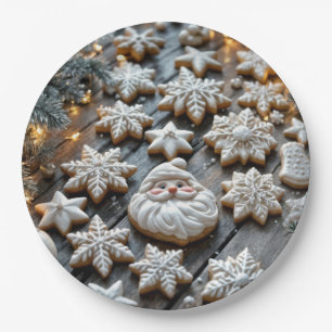 Plato De Papel Navidades De Cultivos De Azúcar Cocinan De Madera