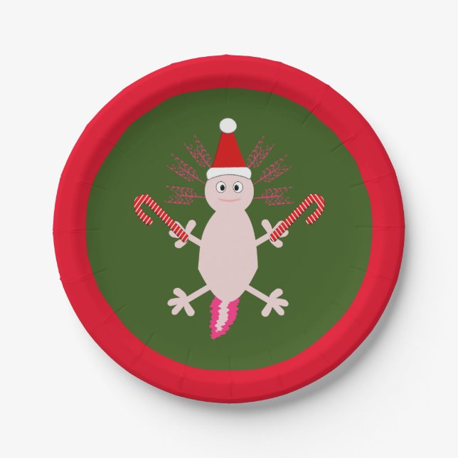 Plato De Papel Navidades de Cute Axolotl (Anverso)