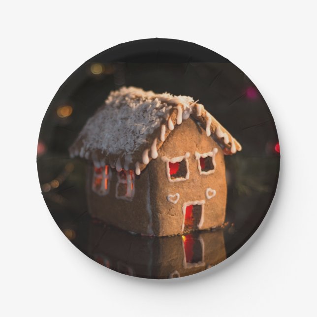 Plato De Papel Navidades de Cute Gingerbread House (Anverso)