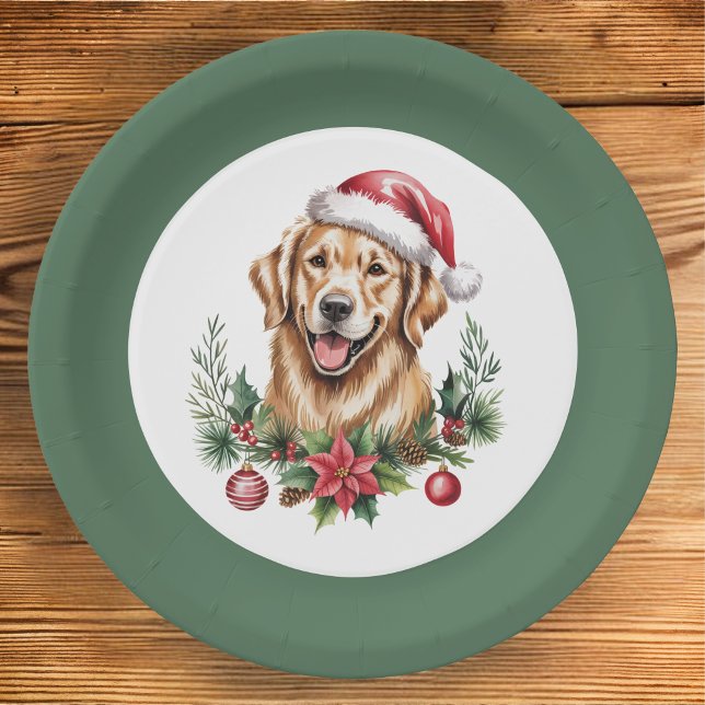Plato De Papel Navidades de Cute Golden Retriever (Subido por el creador)