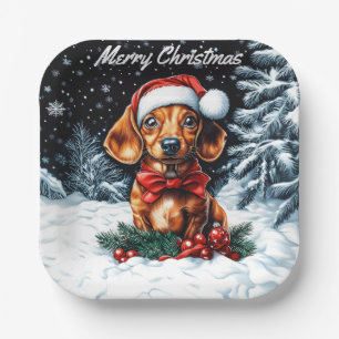 Plato De Papel Navidades de Dachshund
