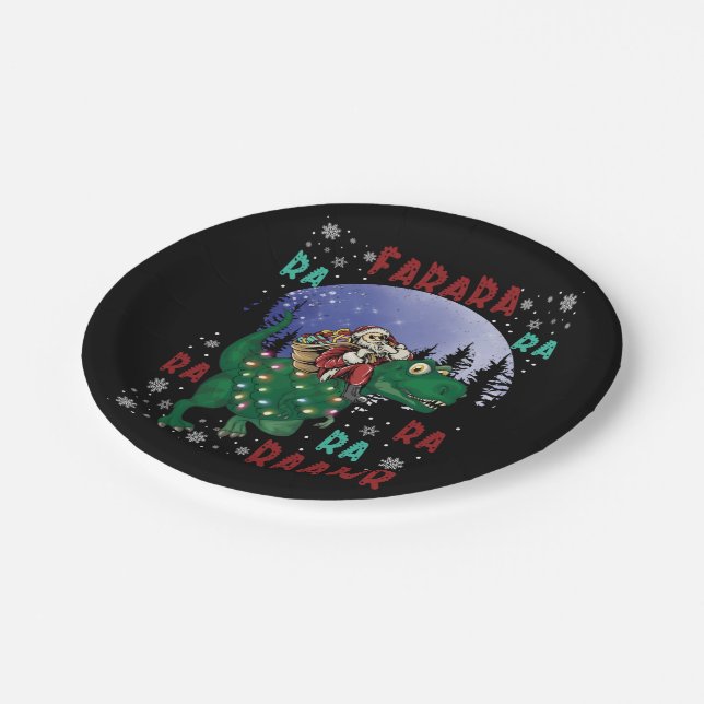 Plato De Papel Navidades de Dinosaurios Santa Claus (Angular)