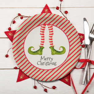 Plato De Papel Navidades de Elf Legs