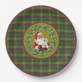 Plato De Papel Navidades de Escocia Tartan MacMillan