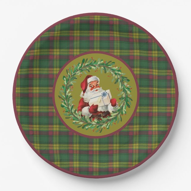 Plato De Papel Navidades de Escocia Tartan MacMillan (Anverso)