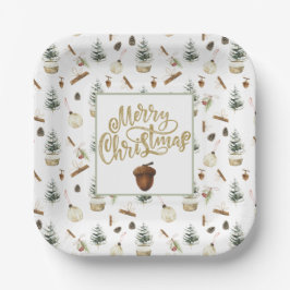 Plato De Papel Navidades de Eucalyptus Acorns