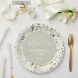 Plato De Papel Navidades de flores silvestres botánicas rusas