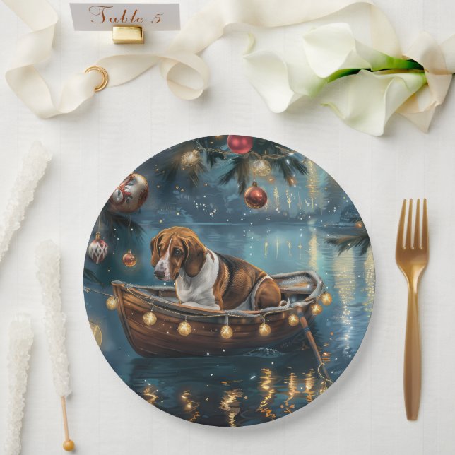 Plato De Papel Navidades de Foxhound ingleses norteamericanos dis (Boda)
