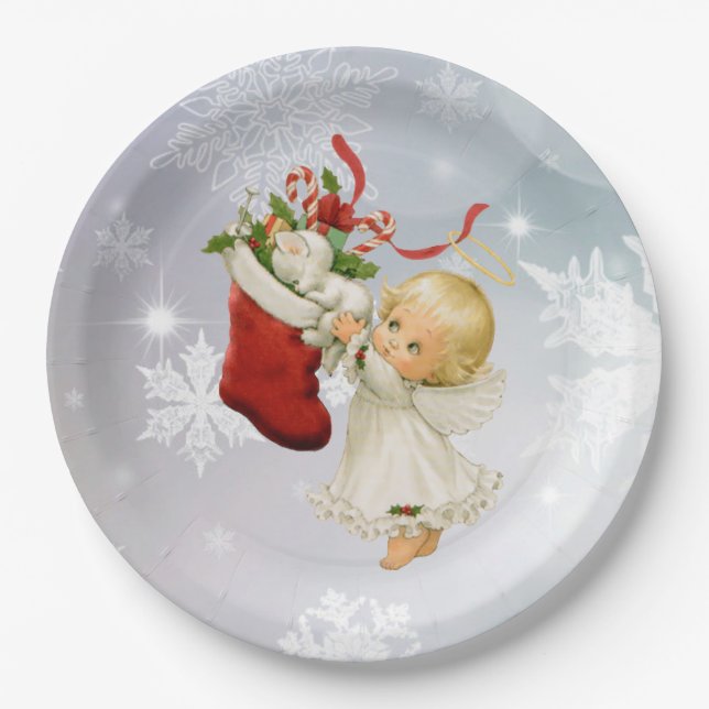Plato De Papel Navidades de Gato Angel & Kitty Cuidados Placas de (Anverso)