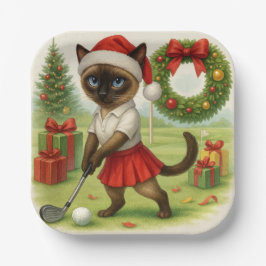 Plato De Papel Navidades de Gato Golfer temática para amante de l