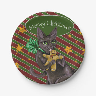 Plato De Papel Navidades de Gingerbread Cookie Kitty
