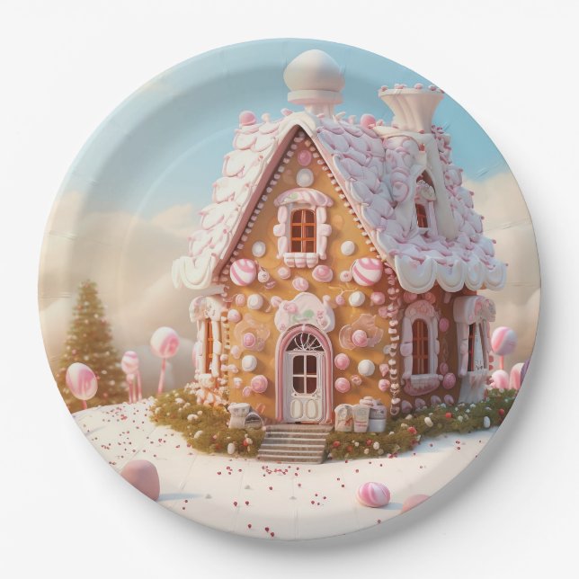 Plato De Papel Navidades de Gingerbread House (Anverso)
