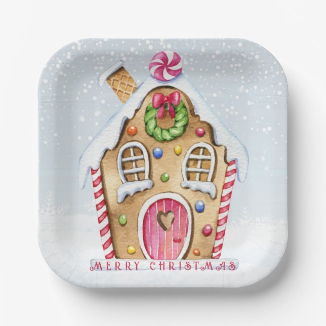 Plato De Papel Navidades de Gingerbread House (Anverso)