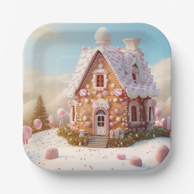 Plato De Papel Navidades de Gingerbread House (Anverso)