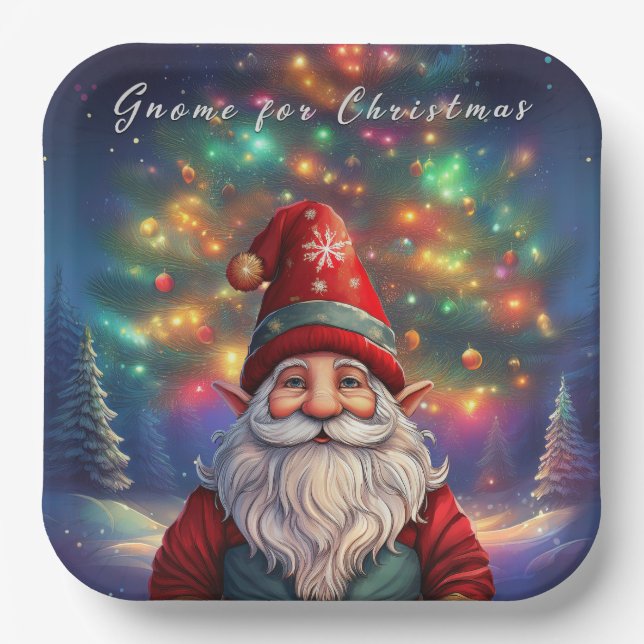 Plato De Papel Navidades de Gnome (Anverso)