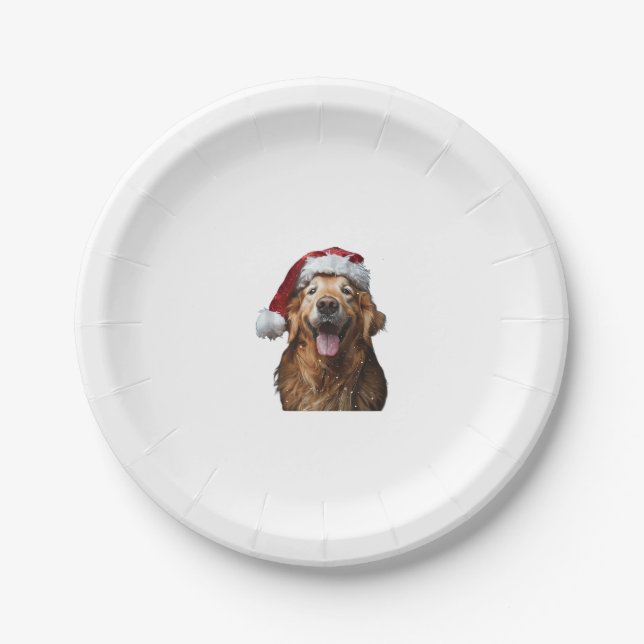 Plato De Papel Navidades de Golden Retriever (Anverso)