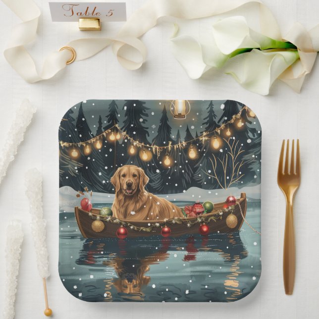 Plato De Papel Navidades de Golden Retriever (Boda)