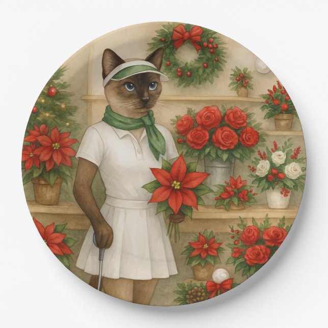 Plato De Papel Navidades de golf con equipo de golf (Anverso)