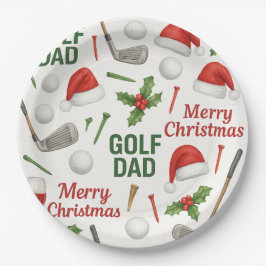 Plato De Papel Navidades de golf con plancha de vino y tee for Go