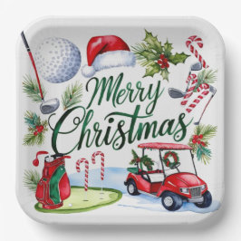 Plato De Papel Navidades de golf con tema acuático Golfer Holiday