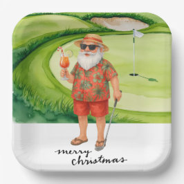 Plato De Papel Navidades de golf de Santa Claus Tema