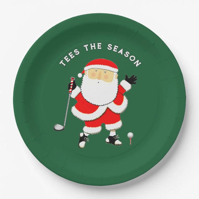 Plato De Papel Navidades de golf feriado (Anverso)
