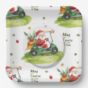 Plato De Papel Navidades de golf Santa Golfer pueden estar con us