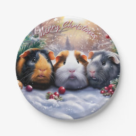 Plato De Papel Navidades de Guinea Pigs Winter Wonderland