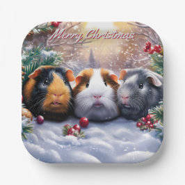 Plato De Papel Navidades de Guinea Pigs Winter Wonderland