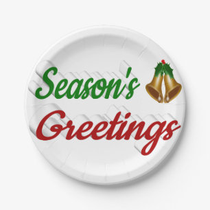 Plato De Papel Navidades de guión de Seasons Greetings Bells