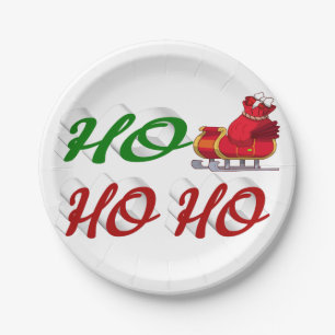 Plato De Papel Navidades de guión verde rojo Ho Santa Sleigh