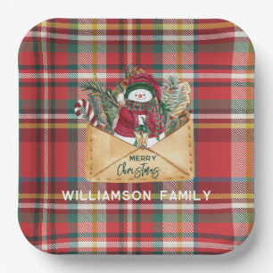 Plato De Papel Navidades de guiones gráficos Personalizado Famili
