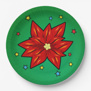 Plato De Papel Navidades de historietas Poinsettia