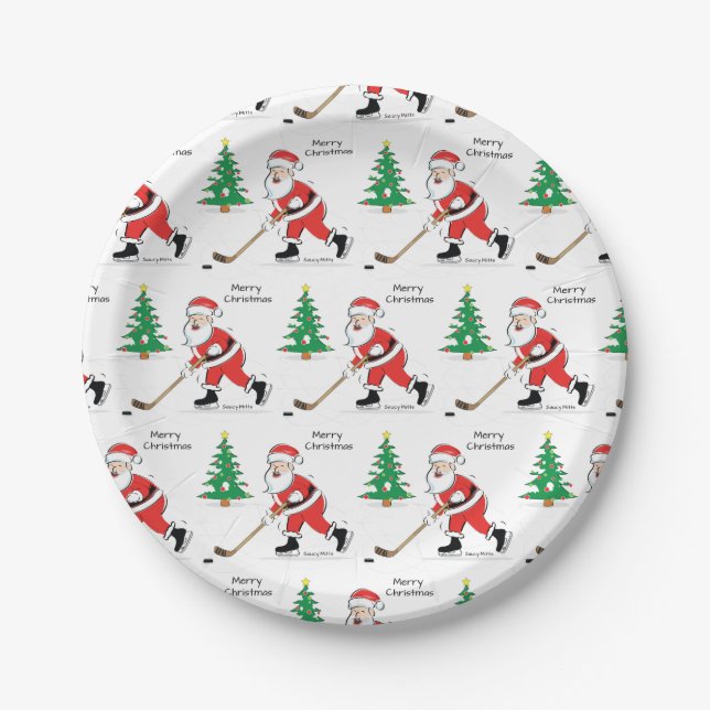 Plato De Papel Navidades de hockey sobre hielo (Anverso)