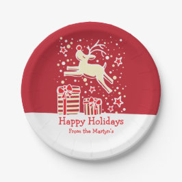 Plato De Papel Navidades de hojas de papel rojo con patrones de p