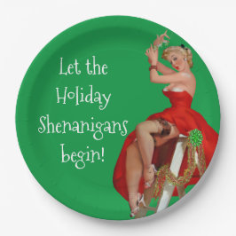 Plato De Papel Navidades de Holiday Shenanigans Retro Pinup