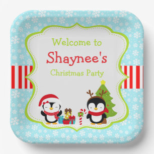 Plato De Papel Navidades de invierno cute pingüinos